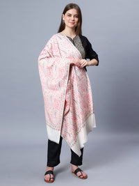 White Viscose Stole with multi color jacquard pattern stole