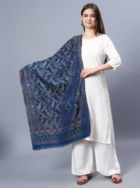 Multicolor viscose stole with paisely and floral jacquard pattern
