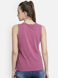 Purple Embroidered viscose knit casual top