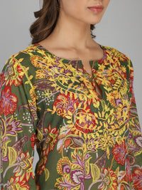Green hand embroidered cotton tunic
