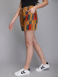Multicolor printed rayon women shorts