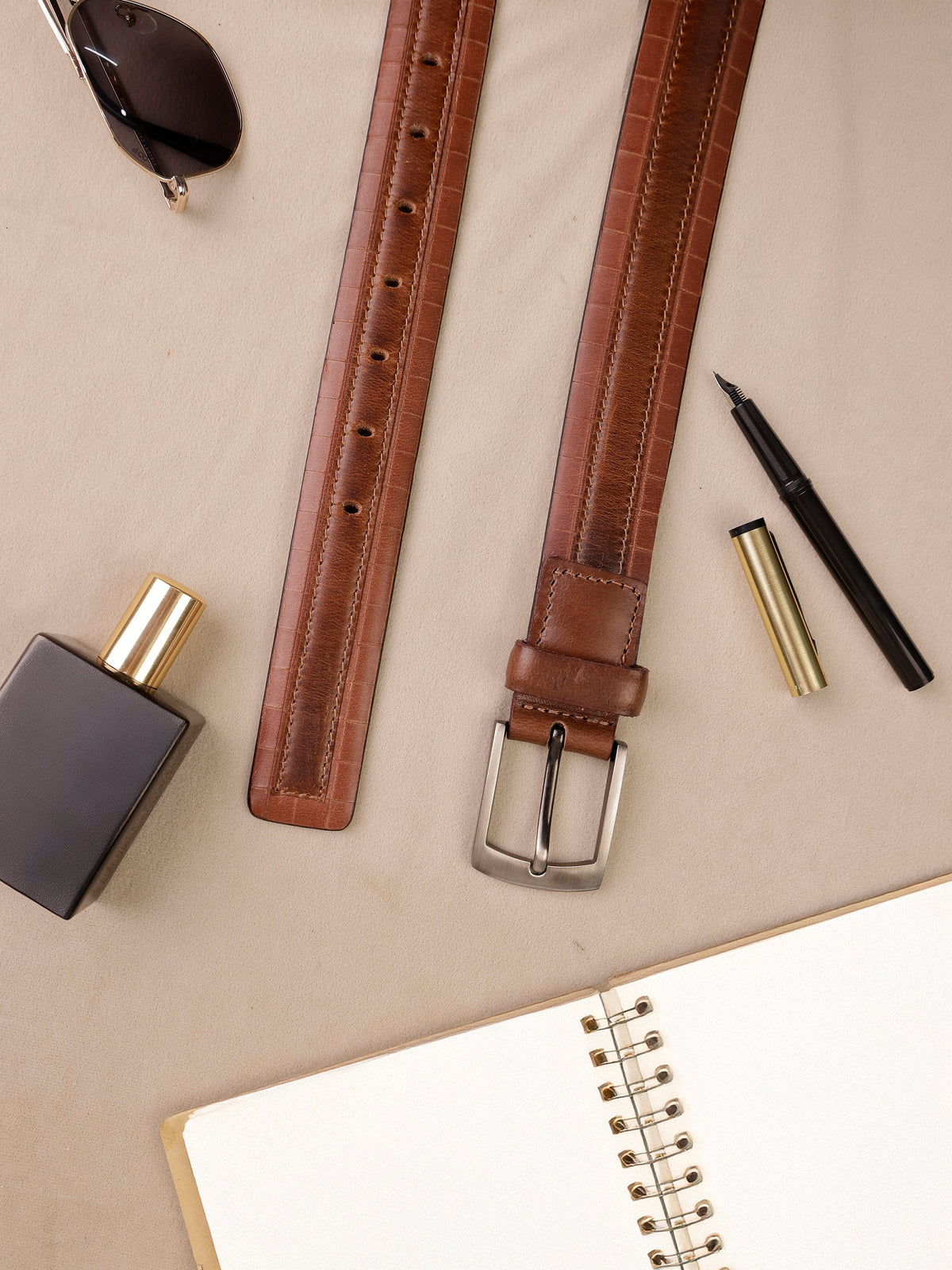 Aditi Wasan Men's Genuine Leather Tan Casual Belt