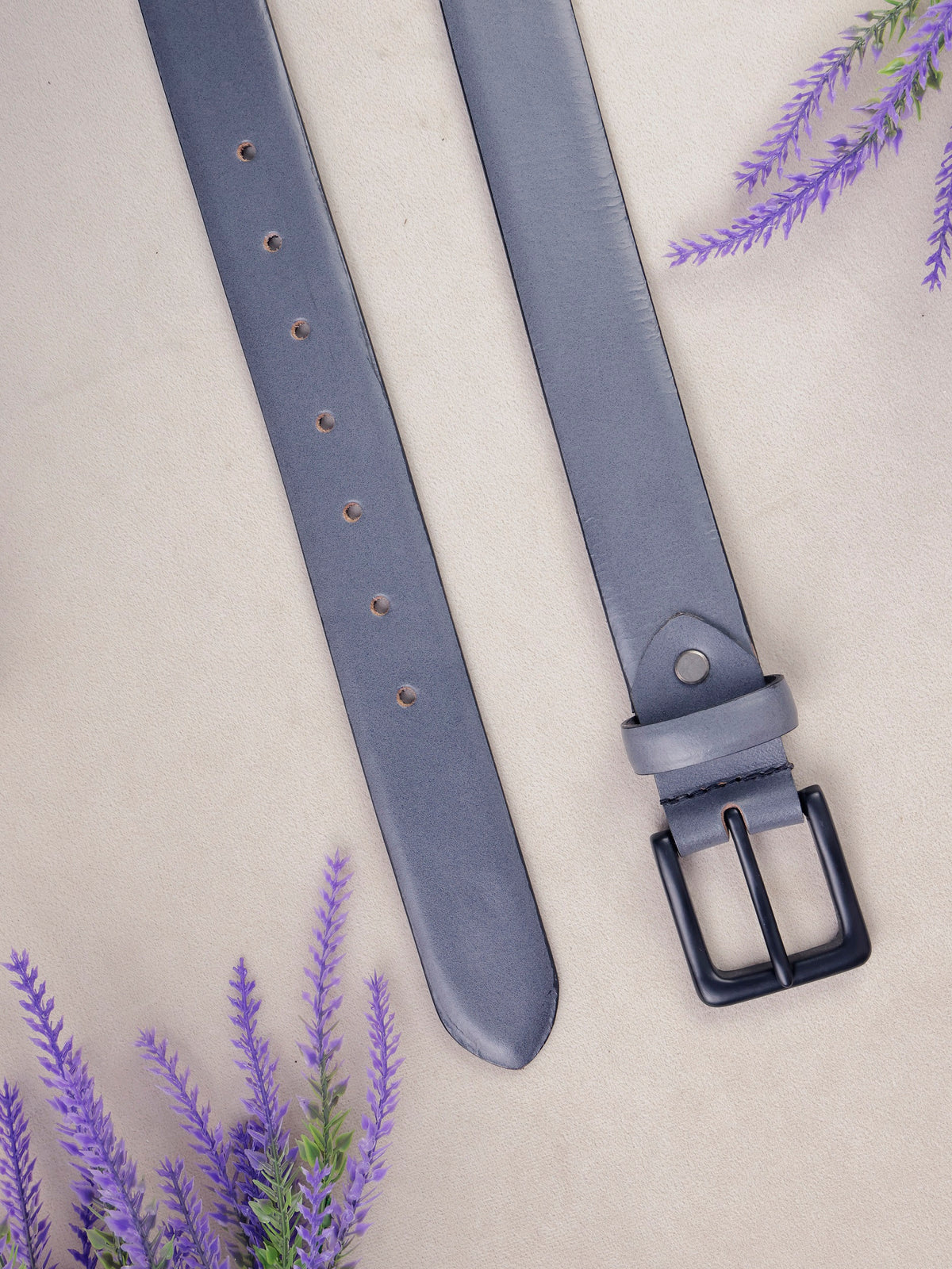 Aditi Wasan Men's Genuine Leather Grey Casual Belt