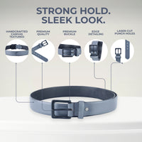 Aditi Wasan Men's Genuine Leather Grey Casual Belt