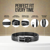 Aditi Wasan Men's Genuine Leather Black Casual Belt