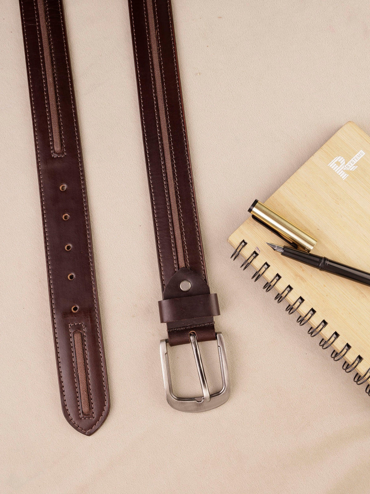 Aditi Wasan Men's Genuine Leather Brown Casual Belt