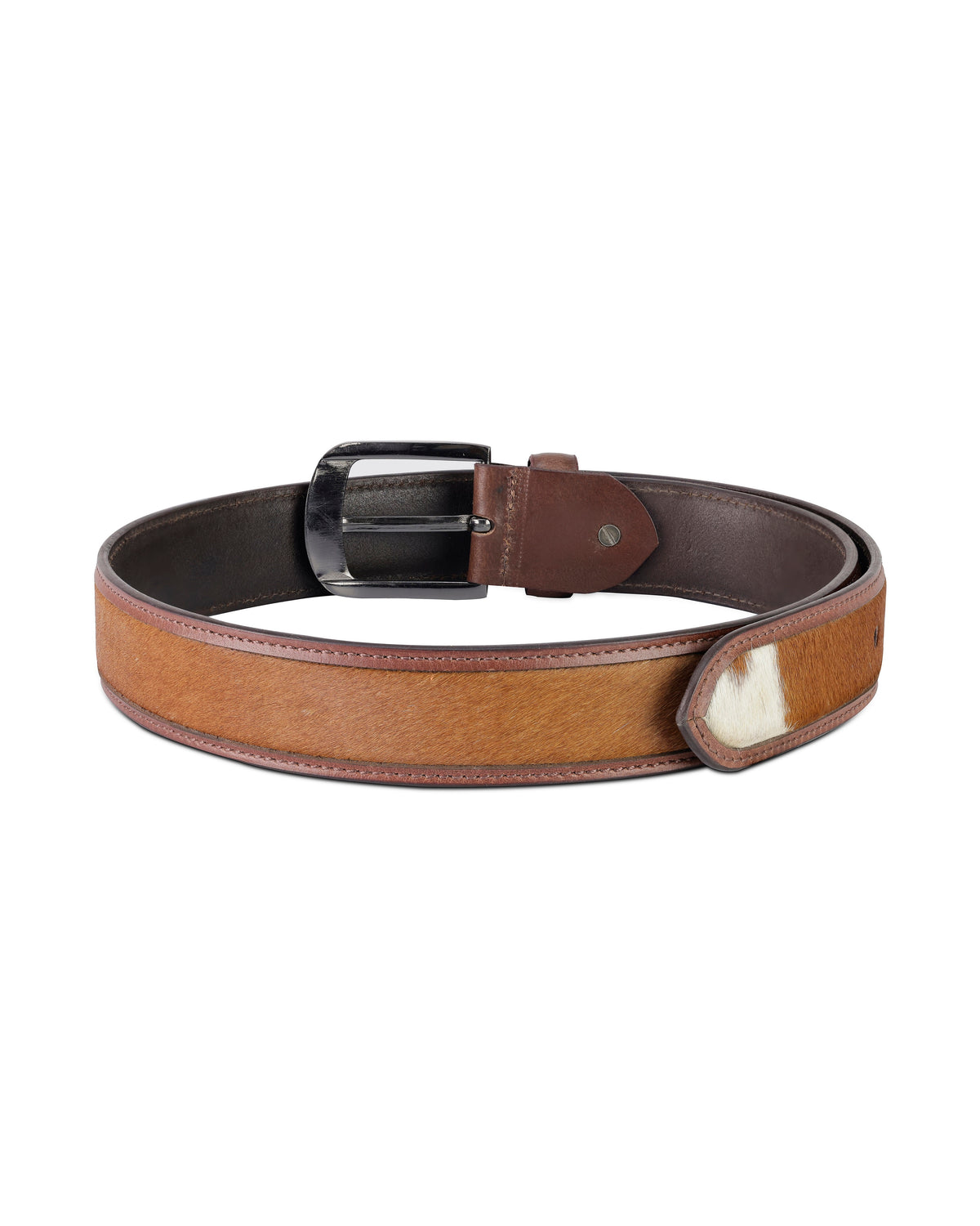 Men's Genuine Leather Brown Hair-on Belt