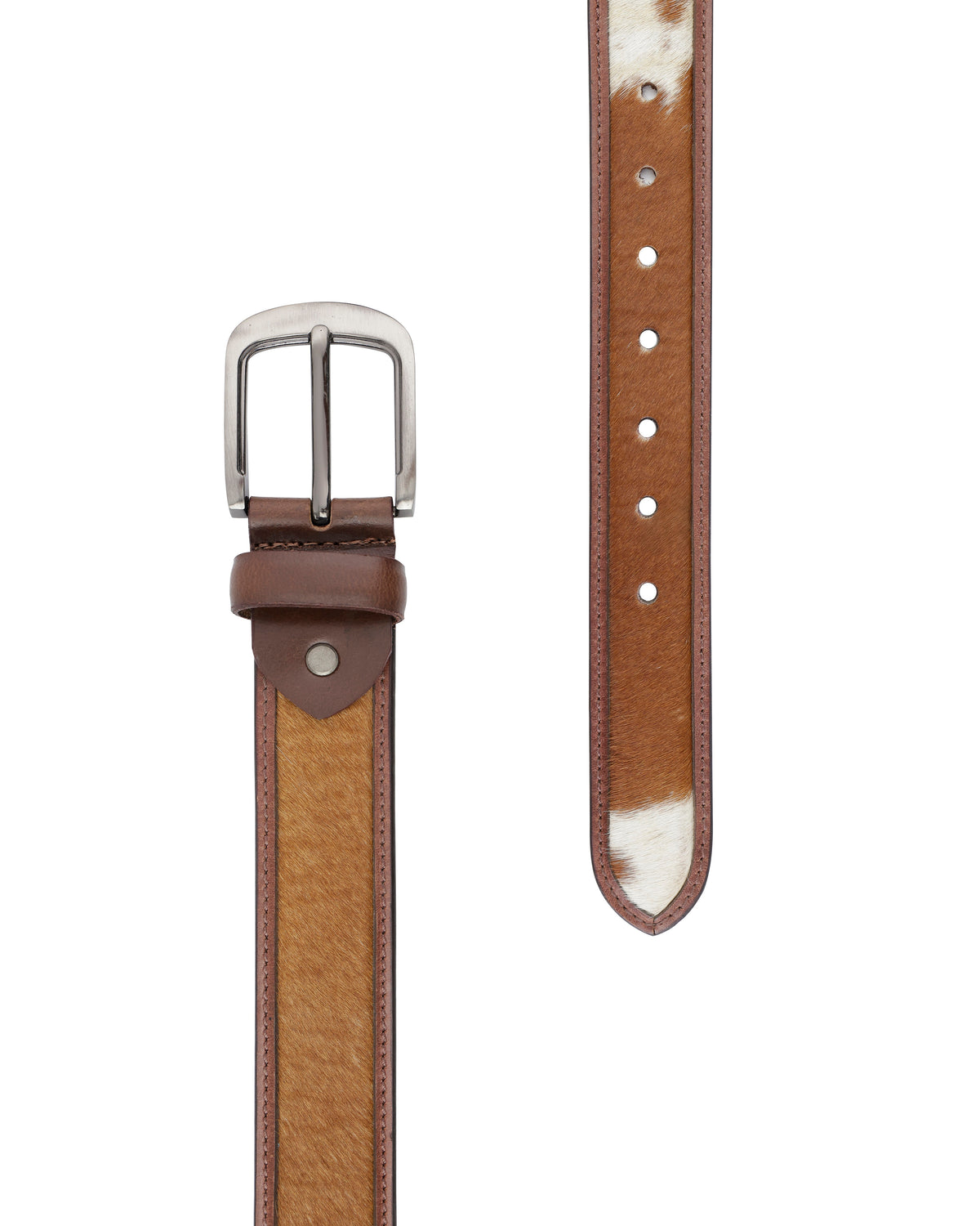 Men's Genuine Leather Brown Hair-on Belt