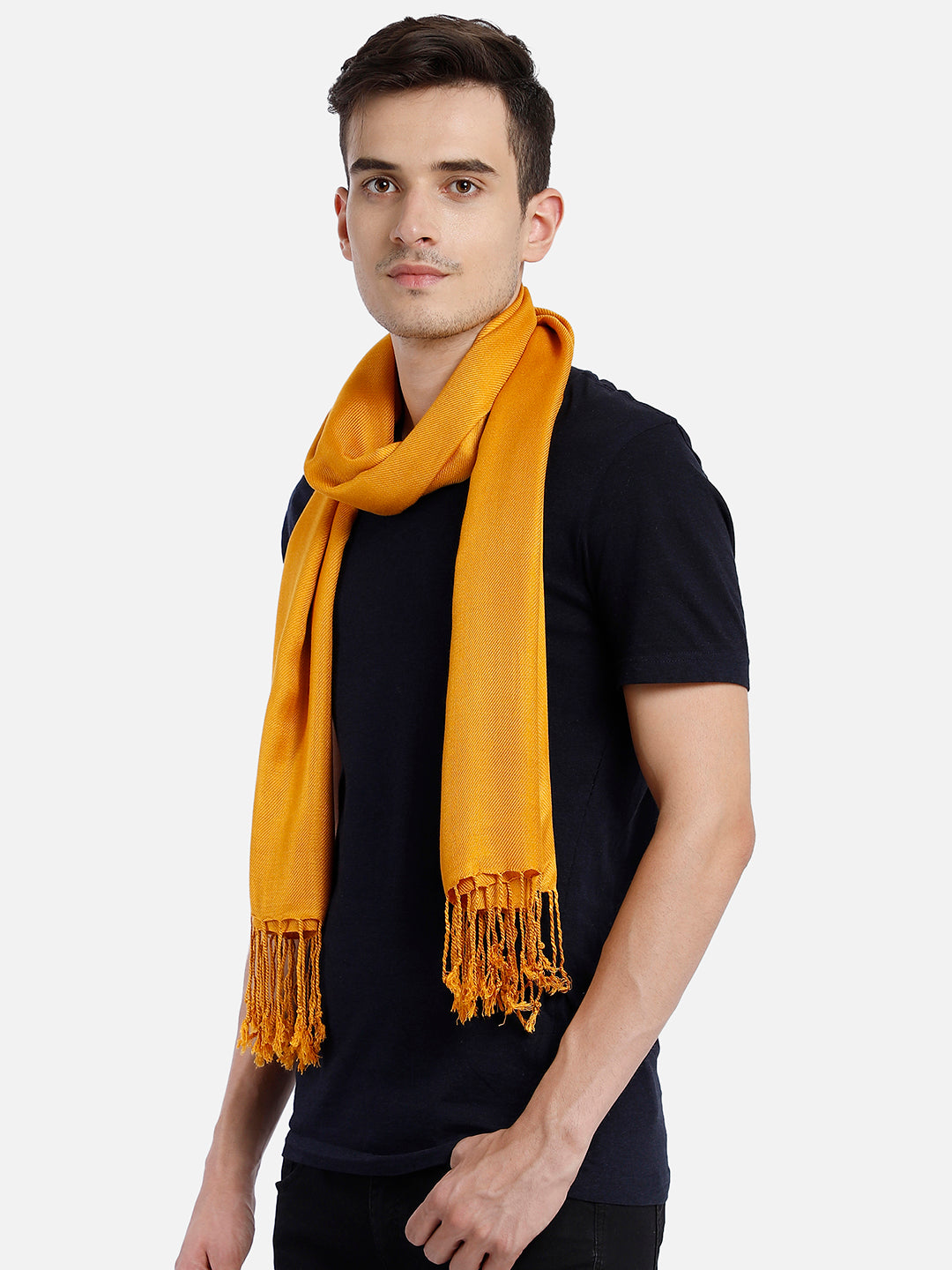 Pashminetta Viscose Solid Mustard Stole