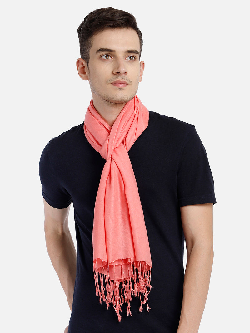 Viscose Solid Pink Stole For Men