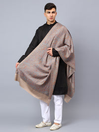 Grey viscose stole with a multicolor jacquard pattern