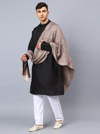 Grey viscose stole with a multicolor jacquard pattern