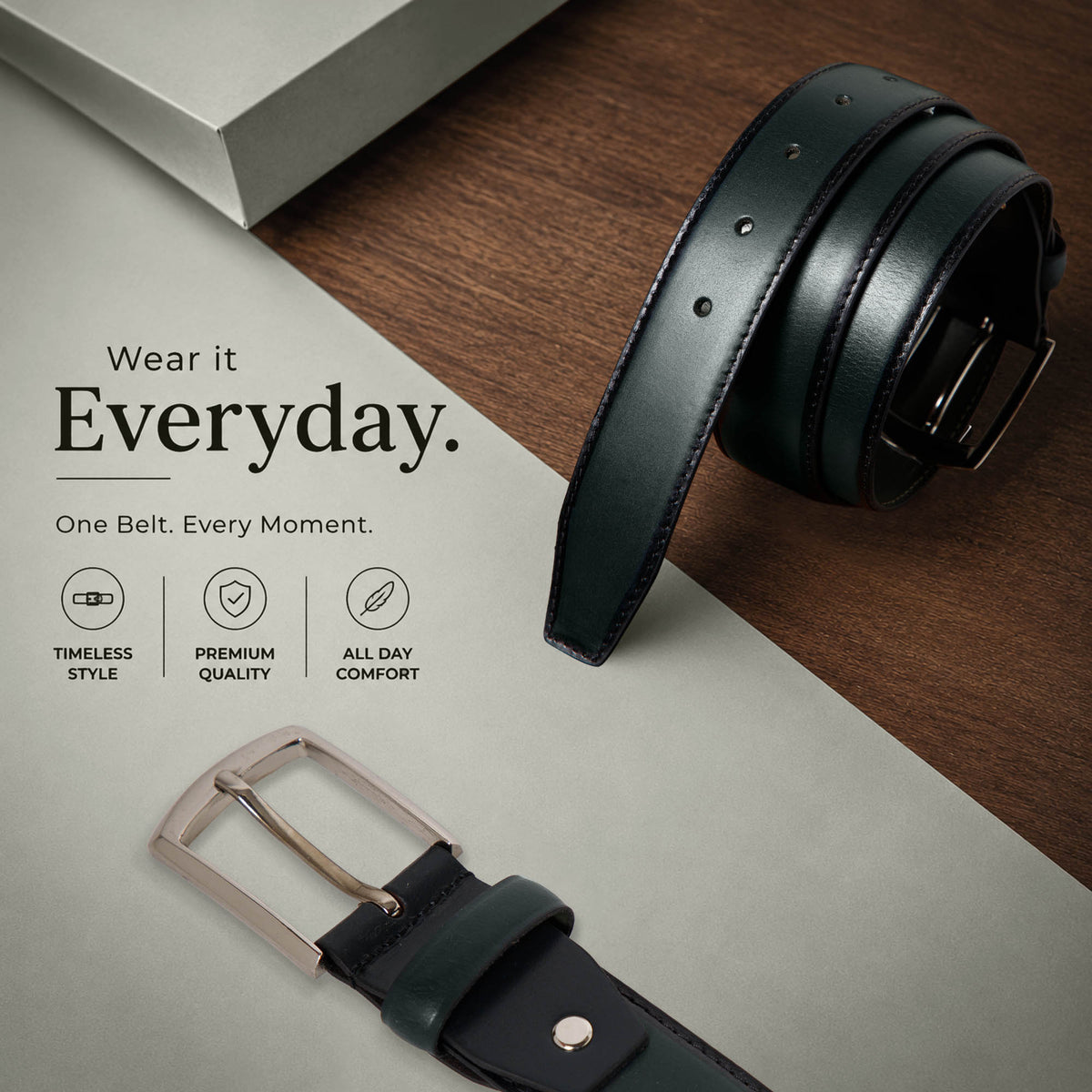 Men’s Profile Olive Genuine Leather Belt