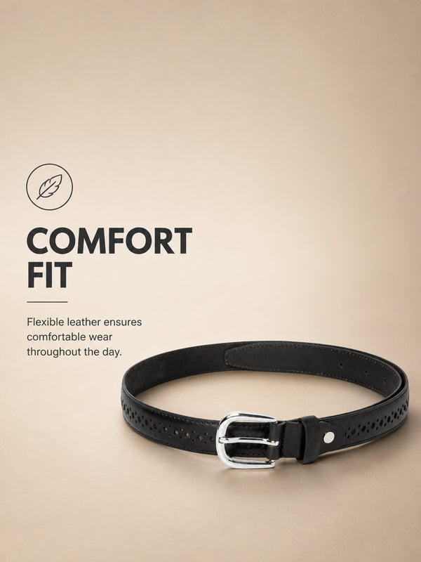 Black Women's Genuine Leather Profile Belt