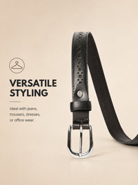 Black Women's Genuine Leather Profile Belt