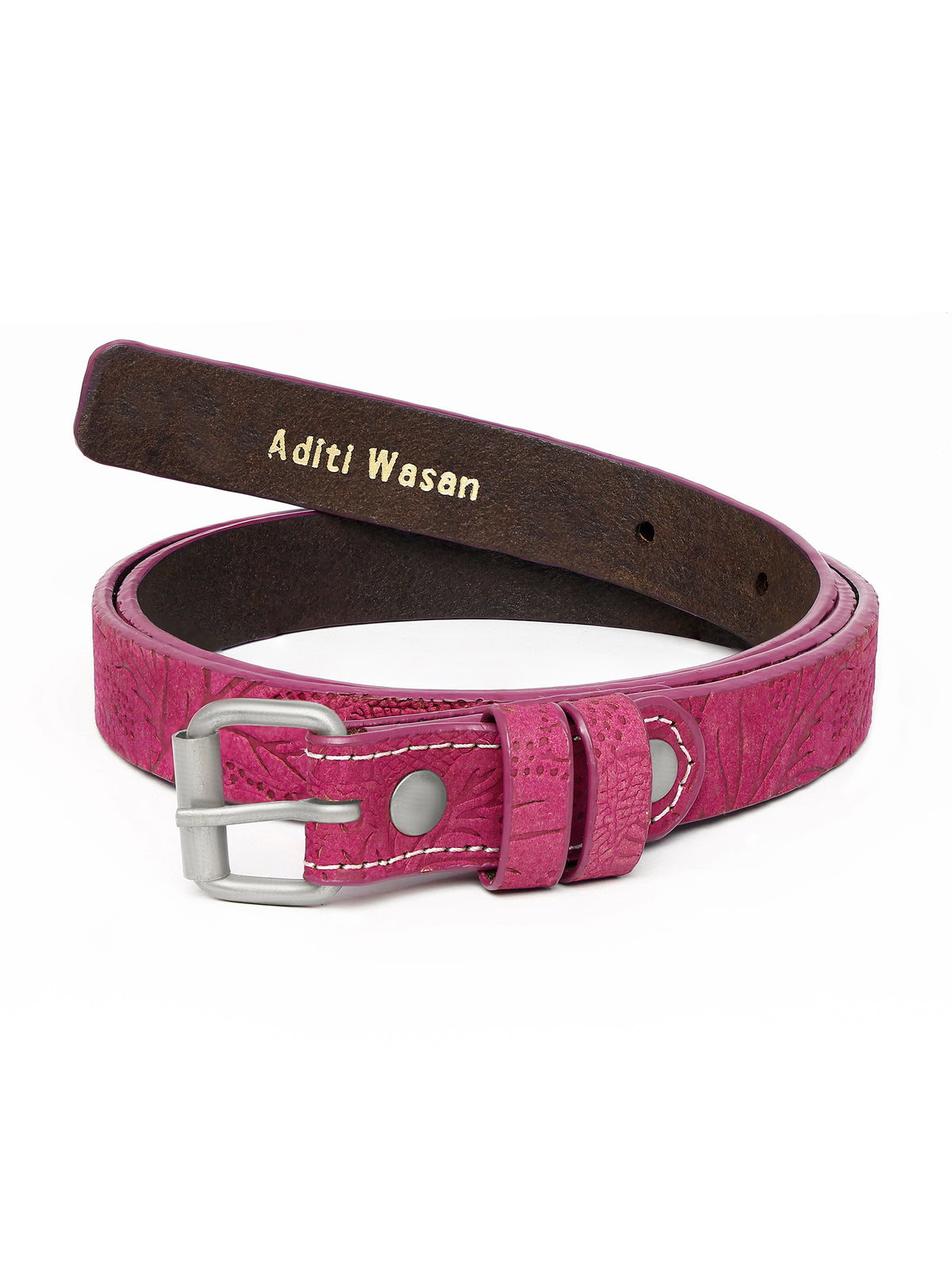 Aditi Wasan Pink Embossed Genuine Leather Women's Belt