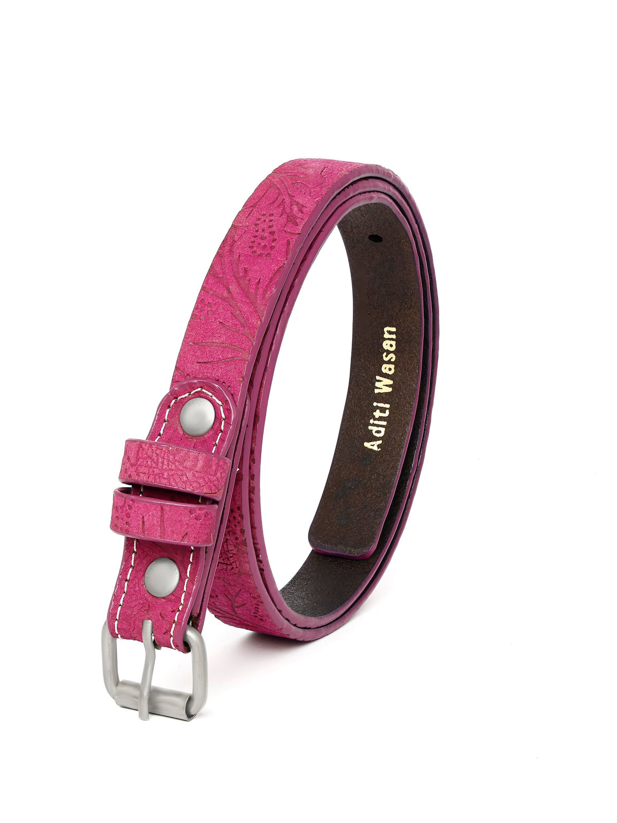 Aditi Wasan Pink Embossed Genuine Leather Women's Belt