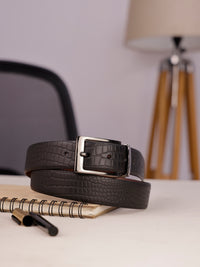Men's Genuine Leather Black & Brown Croco Reversible Belt