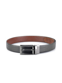 Men's Genuine Leather Black & Brown Croco Reversible Belt
