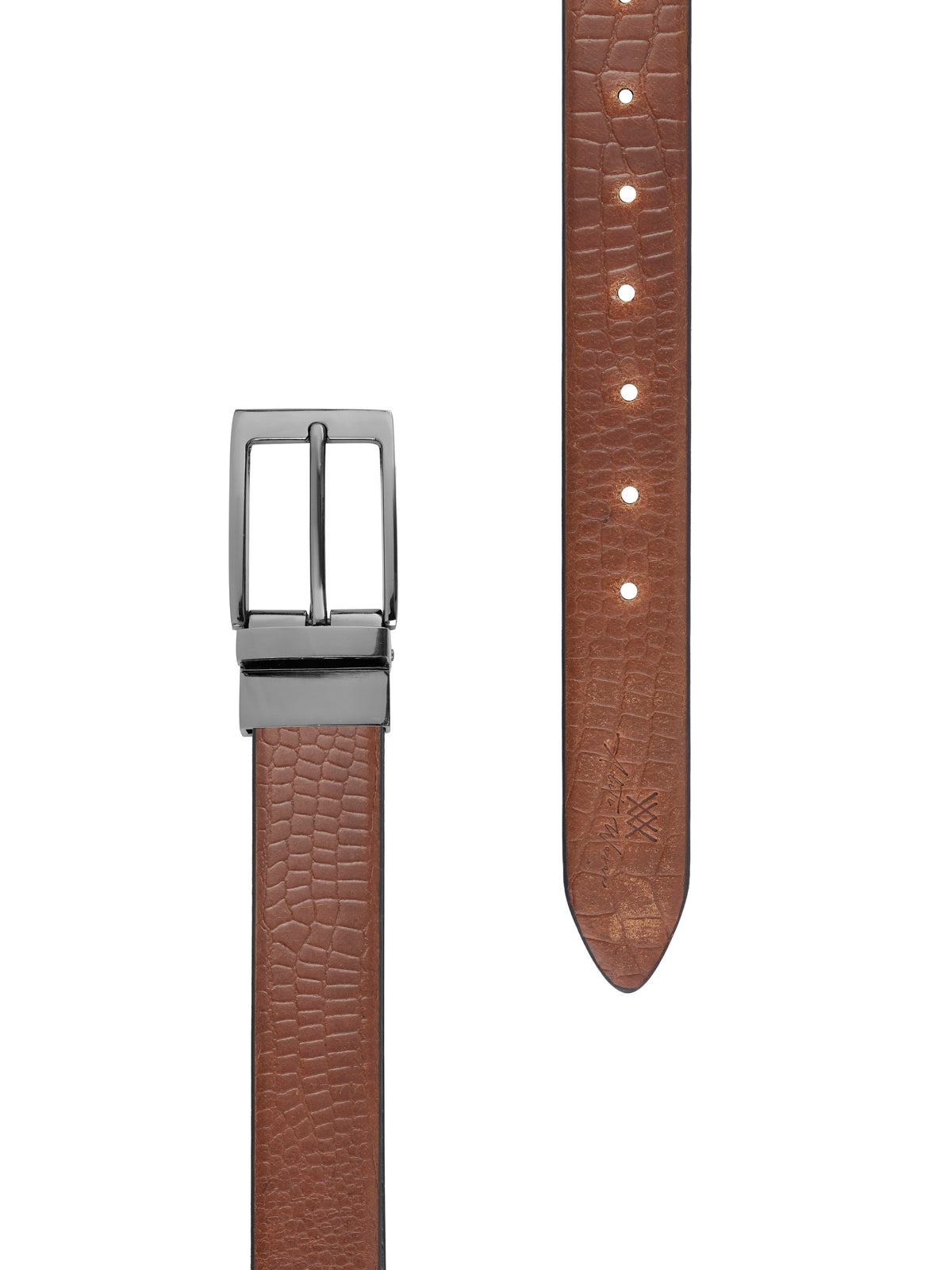 Men's Genuine Leather Black & Brown Croco Reversible Belt