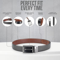 Men's Genuine Leather Black & Brown Croco Reversible Belt
