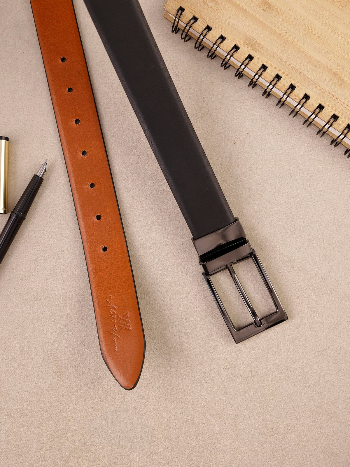 Men's Genuine Leather  Black & Tan Reversible Belt