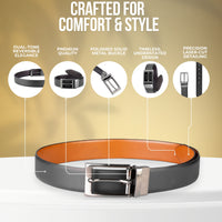 Men's Genuine Leather  Black & Tan Reversible Belt