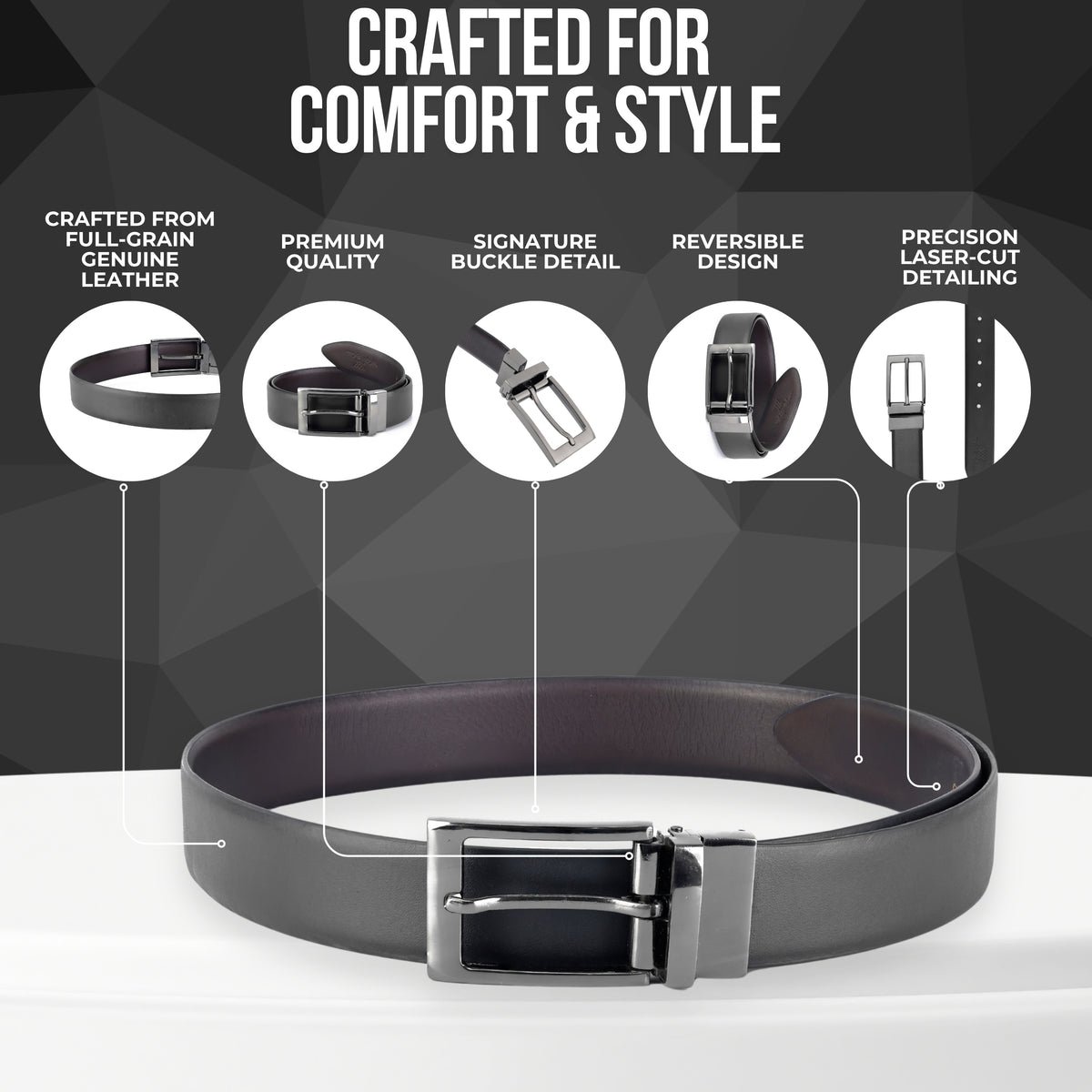 Men's Genuine Leather Black & Brown Reversible Belt