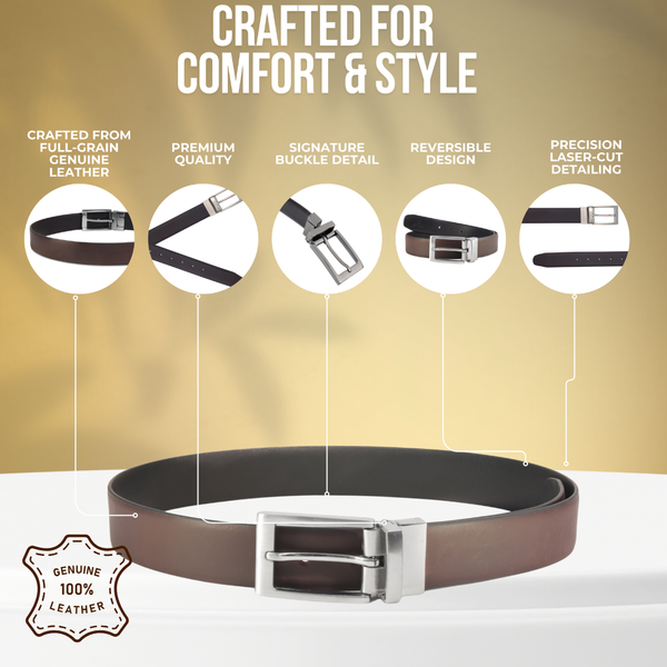 Men’s Reversible Black & Brown Genuine Leather Belt