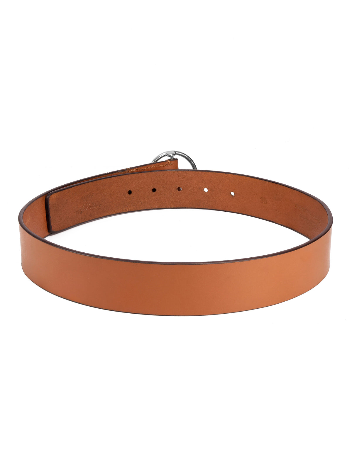 Aditi Wasan Women's Tan Genuine Leather Belt with Silver O-Ring Buckle