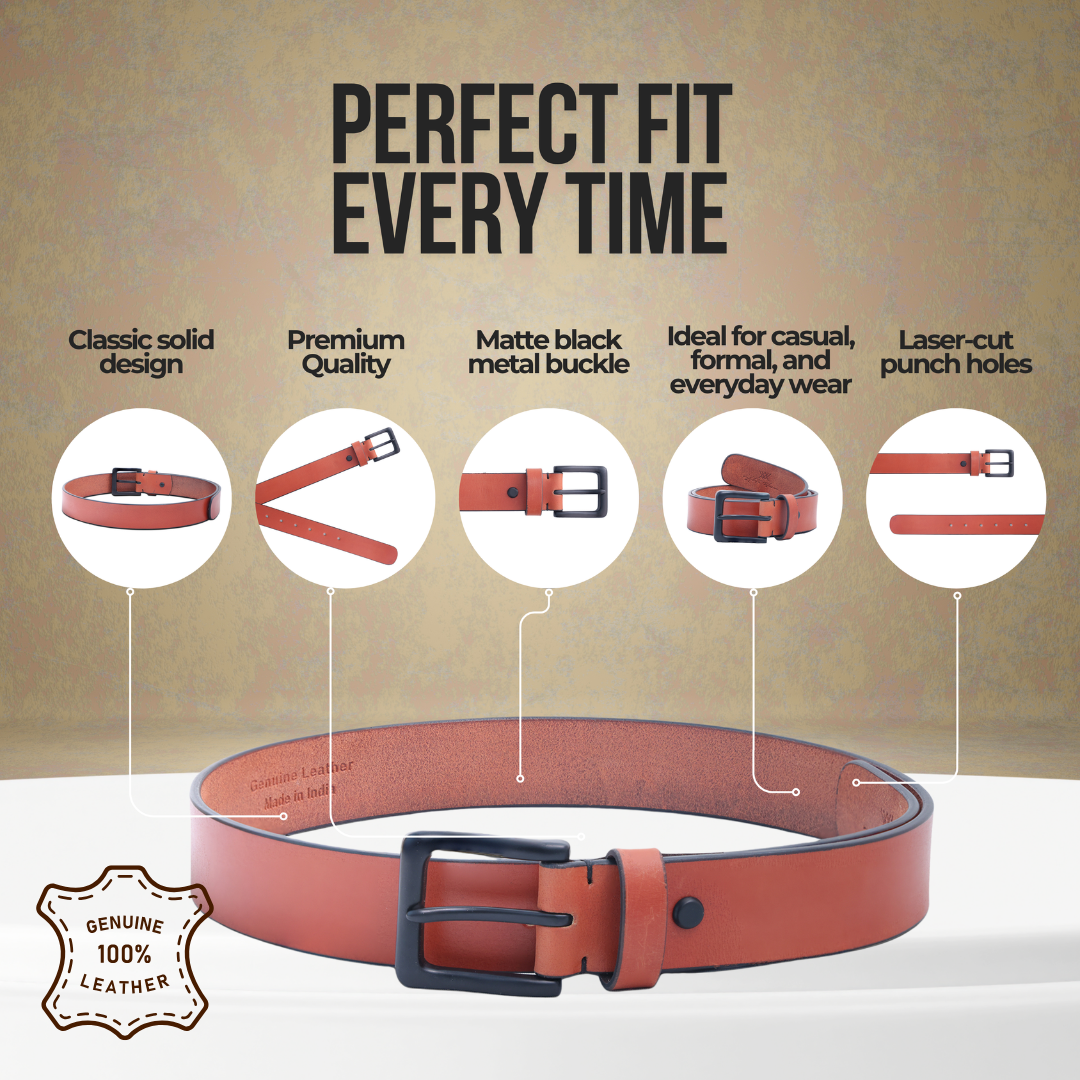 Tan Genuine Leather Casual Belt for Men