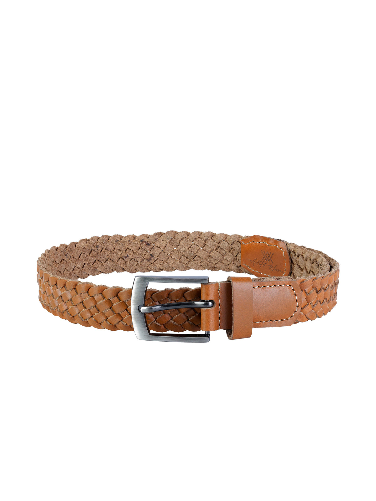 Women's Genuine Leather Tan Braided Belt