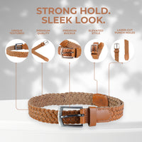 Women's Genuine Leather Tan Braided Belt