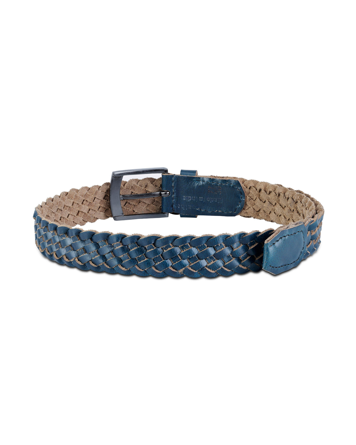 Women's Genuine Leather Blue Braided Belt