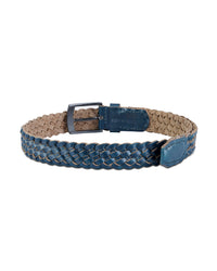 Women's Genuine Leather Blue Braided Belt