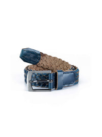 Women's Genuine Leather Blue Braided Belt
