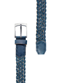 Women's Genuine Leather Blue Braided Belt