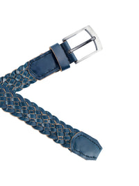Women's Genuine Leather Blue Braided Belt