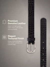 Black Textured Women's Genuine Leather Belt