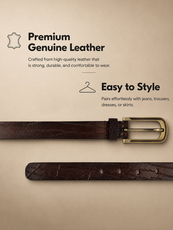 Reddish Brown Women's Genuine Leather Belt