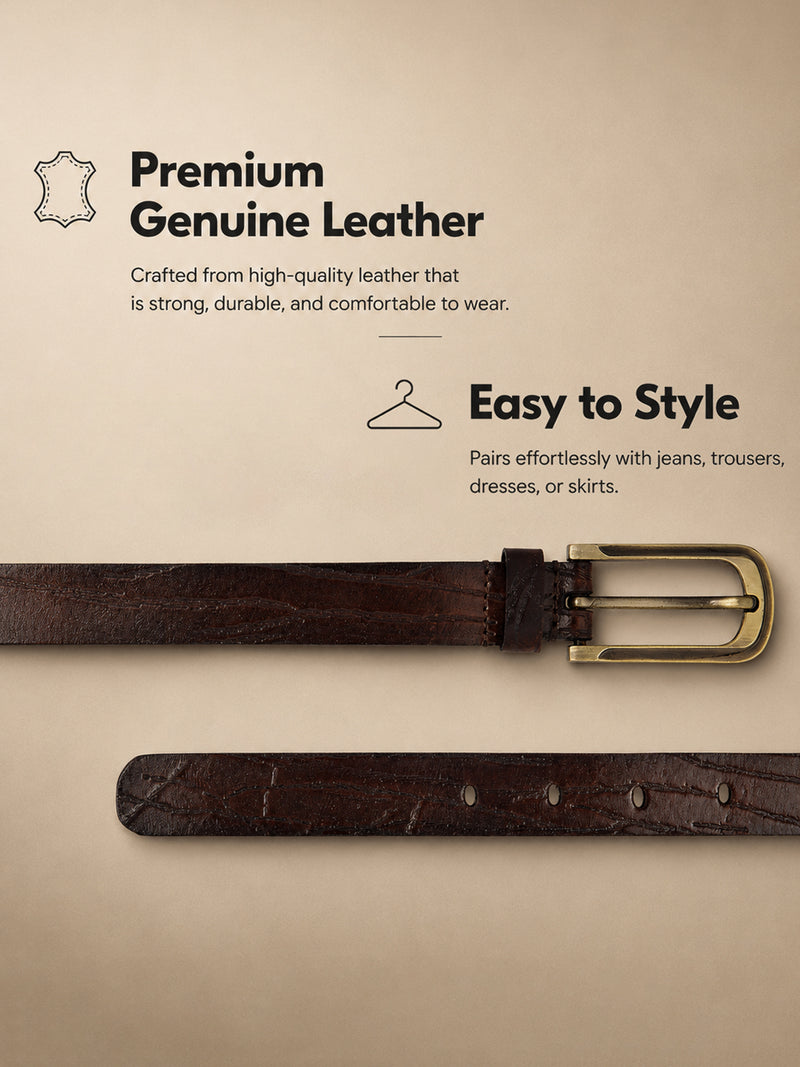 Reddish Brown Women's Genuine Leather Belt