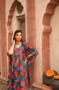 Aditi Wasan Green Floral Printed Kaftan Kurta With Pant