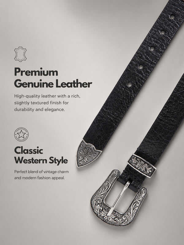 Black Western Women's Genuine Leather Belt