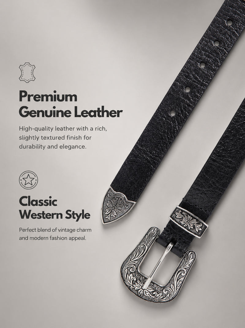 Black Western Women's Genuine Leather Belt