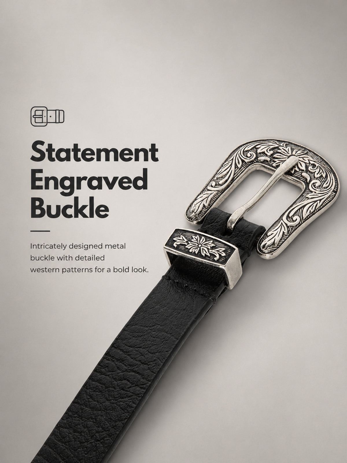 Black Western Women's Genuine Leather Belt