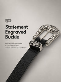 Black Western Women's Genuine Leather Belt