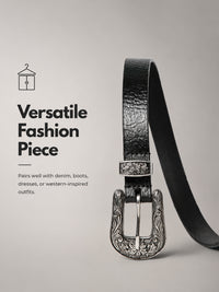 Black Western Women's Genuine Leather Belt