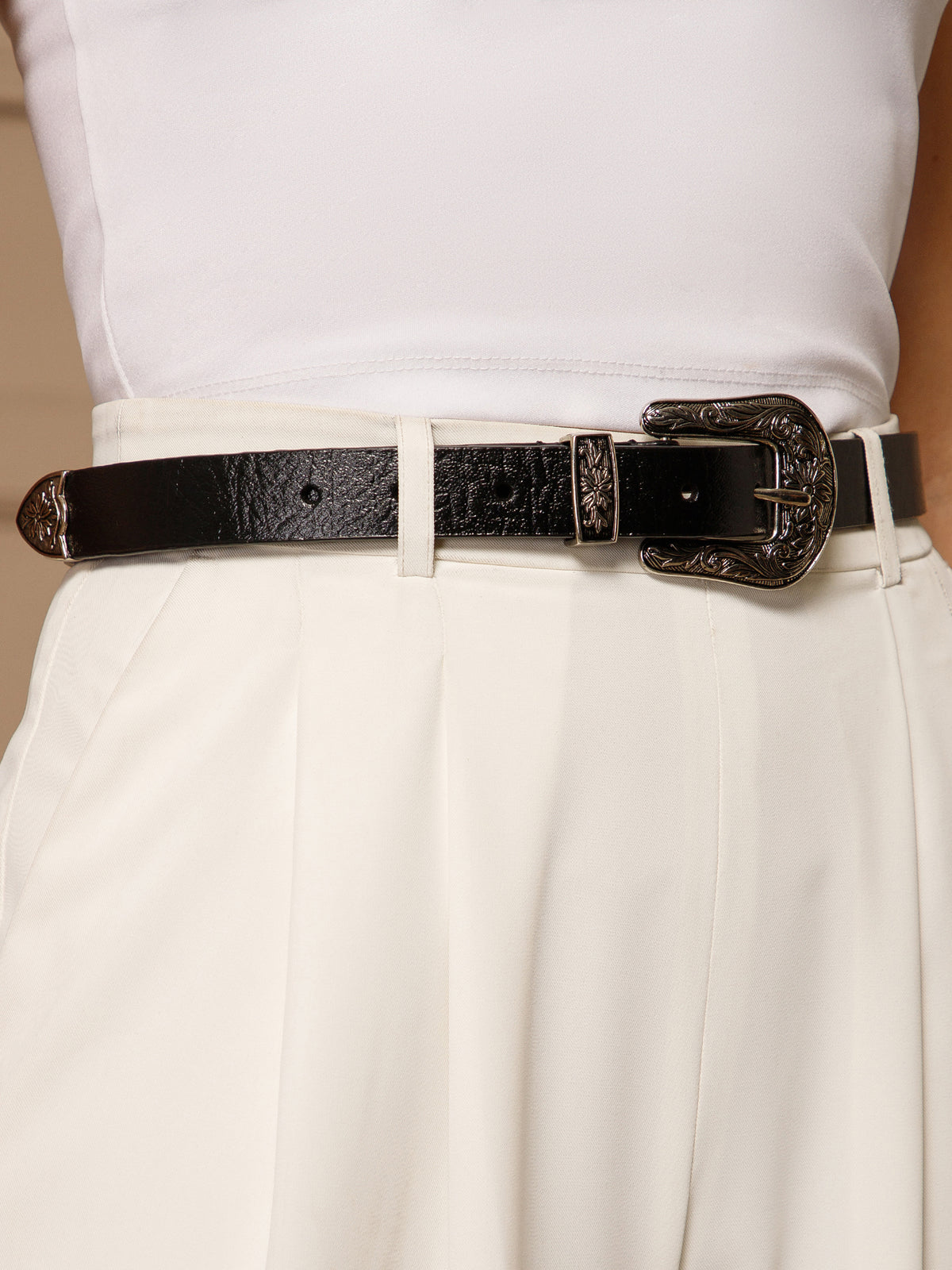 Black Western Women's Genuine Leather Belt