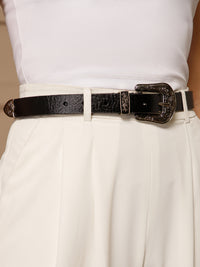 Black Western Women's Genuine Leather Belt