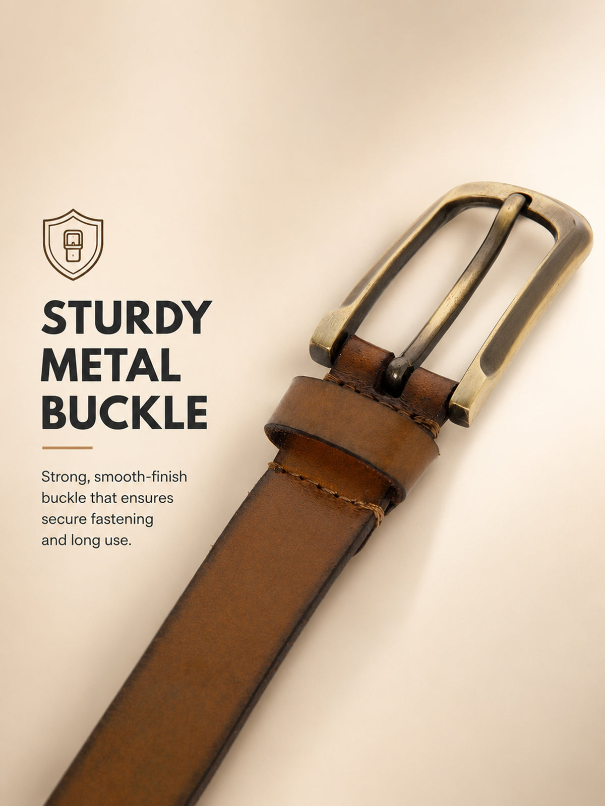 Tan Women's Solid Genuine Leather Belt